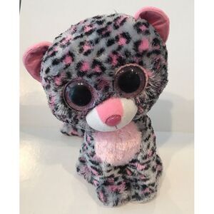TY Boos‎ Tasha Leopard 11" Stuffed Plush Grey Gray Pink Black
